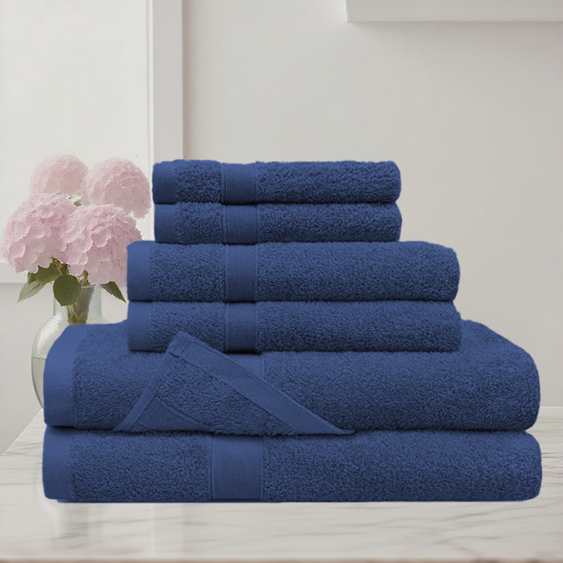 6 Piece 100% Combed Cotton Bath Towel Set