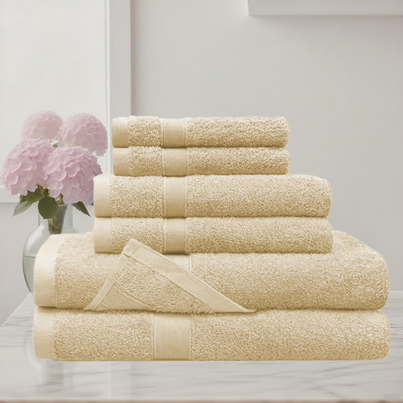 6 Piece 100% Combed Cotton Bath Towel Set