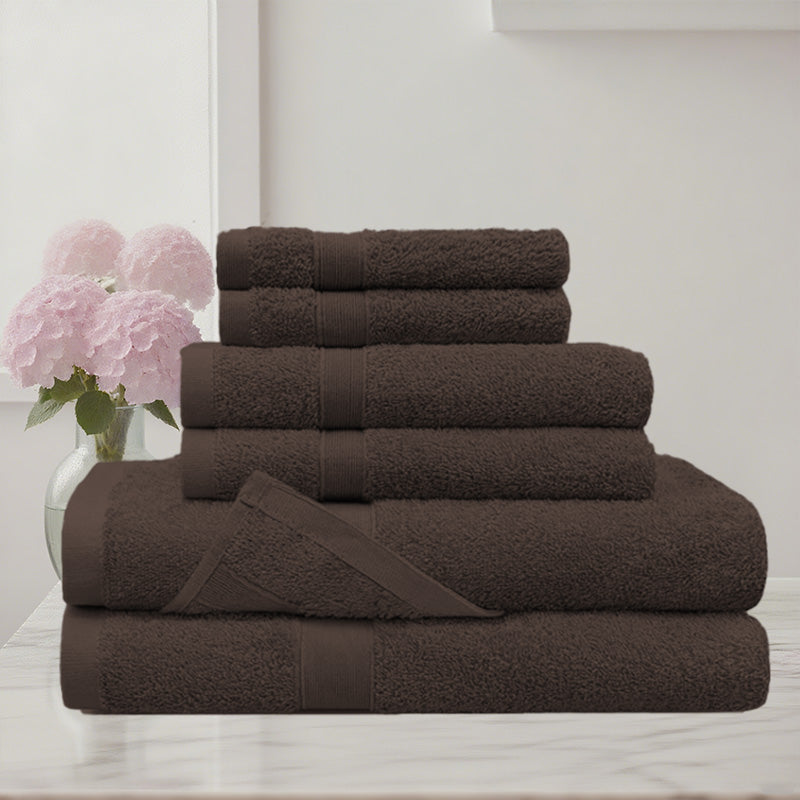 6 Piece 100% Combed Cotton Bath Towel Set