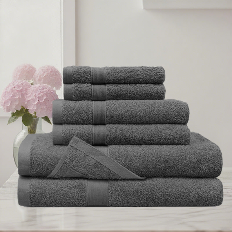 6 Piece 100% Combed Cotton Bath Towel Set