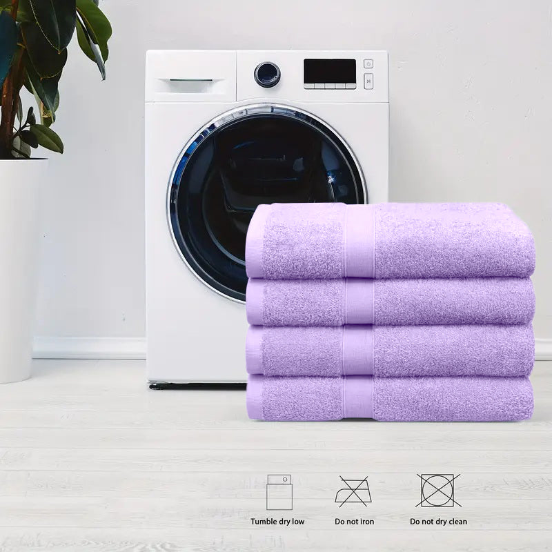 4 Piece 100% Combed Cotton Bath Towel Set
