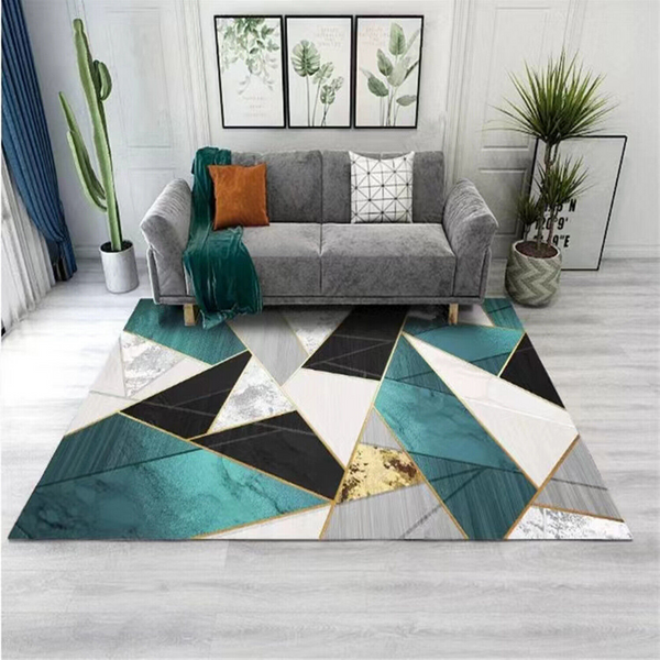 Living Room Carpet-Stitching Geometry Style