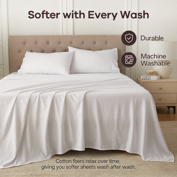 4-Piece Ultra-Soft Organic Softwash Cotton Bed Sheet Set