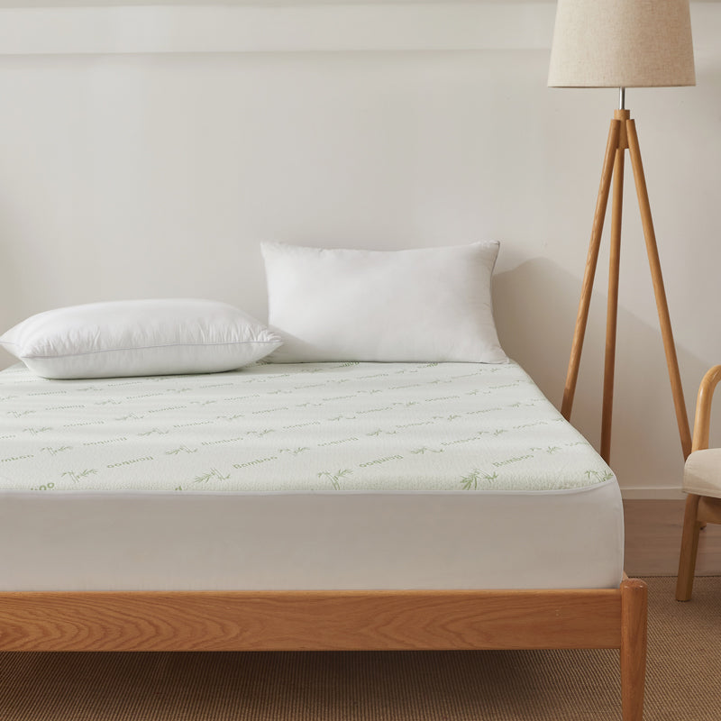 thumbnail interactive-video image 1 of Lucid Queen Deep Pocket Bamboo Mattress Protector - Waterproof Dust Mite Proof - Noiseless - Machine Wash 1 of 6