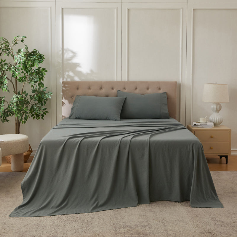 4-Piece Ultra-Soft Washed Cotton Bed Sheet Set