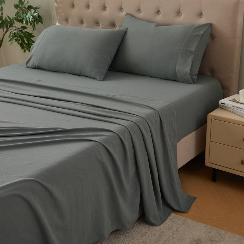 4-Piece Ultra-Soft Washed Cotton Bed Sheet Set