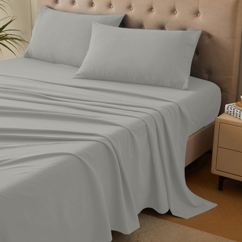 4-Piece Organic Washed Cotton Bed Sheet Set