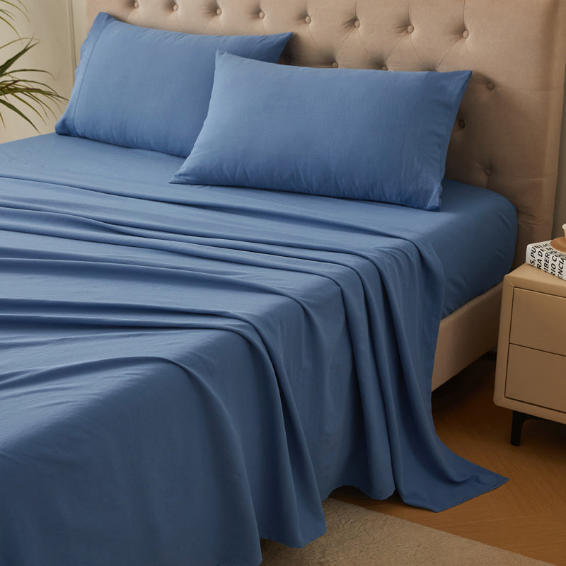 4-Piece Organic Washed Cotton Bed Sheet Set