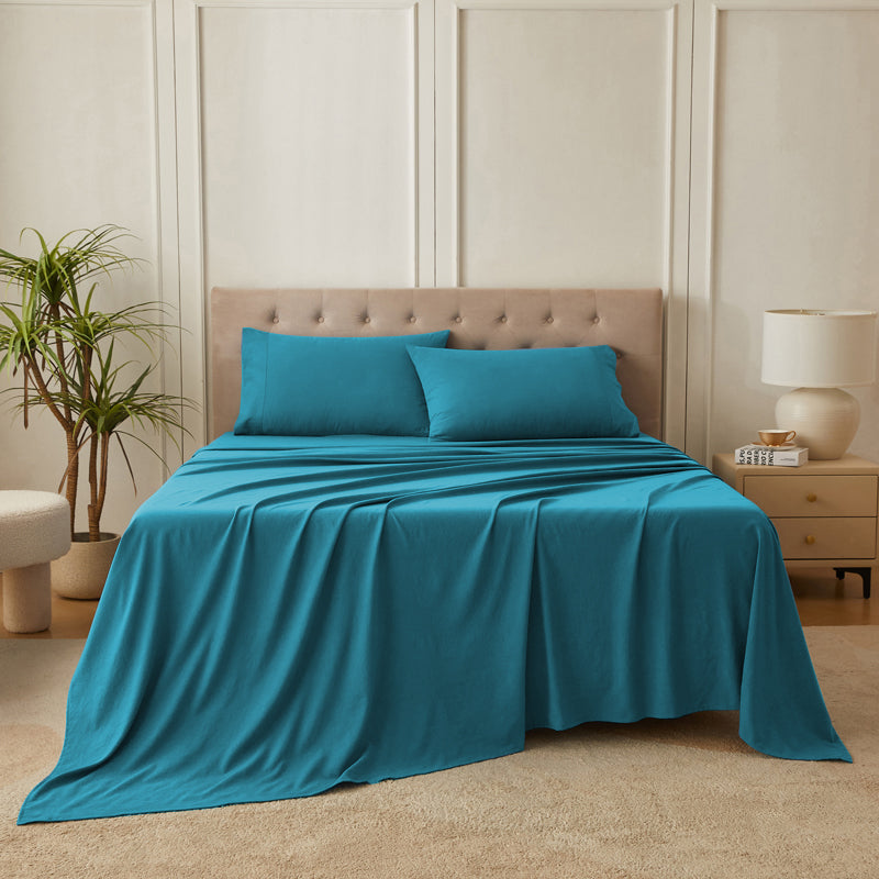 4-Piece Organic Washed Cotton Bed Sheet Set