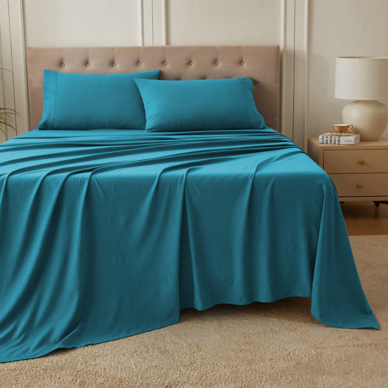 4-Piece Organic Washed Cotton Bed Sheet Set