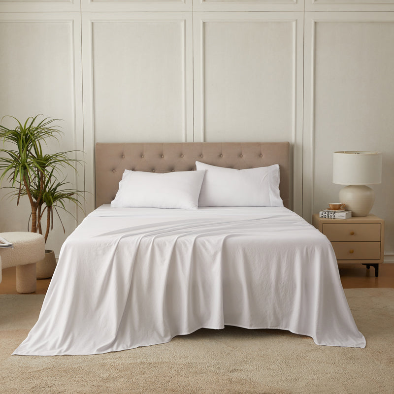 4-Piece Organic Washed Cotton Bed Sheet Set