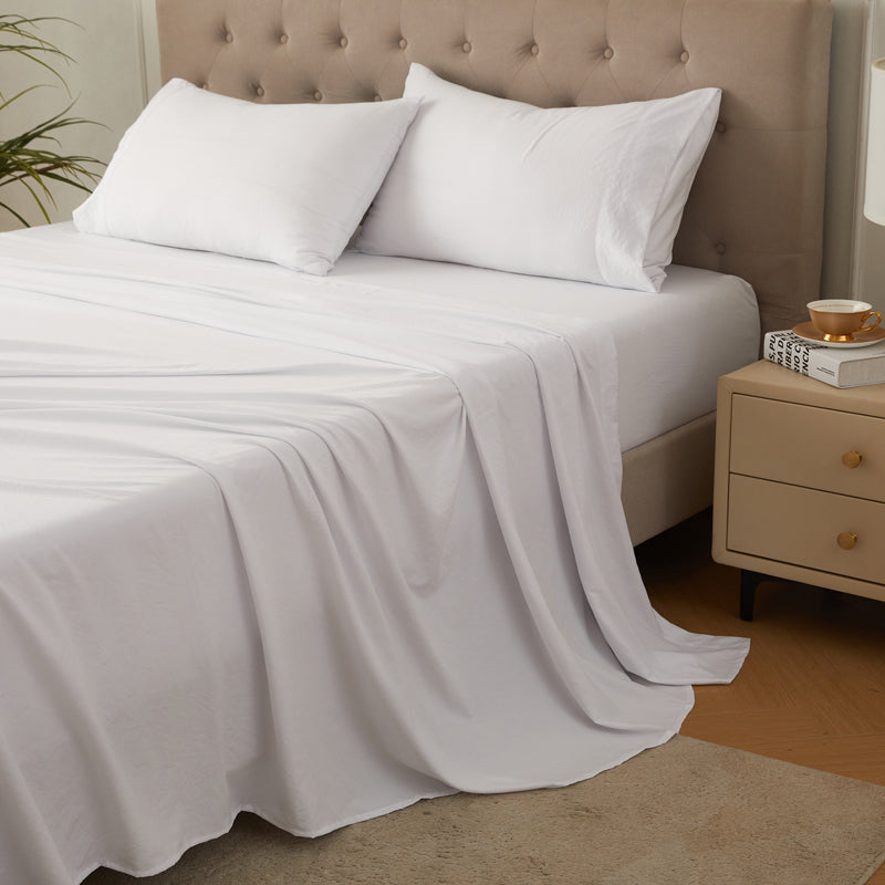 4-Piece Organic Washed Cotton Bed Sheet Set