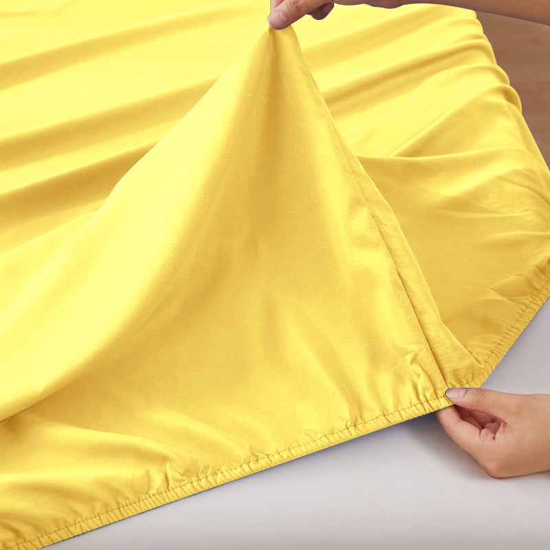 Anti-wrinkle Soft Microfiber Sheet Set-Yellow Color