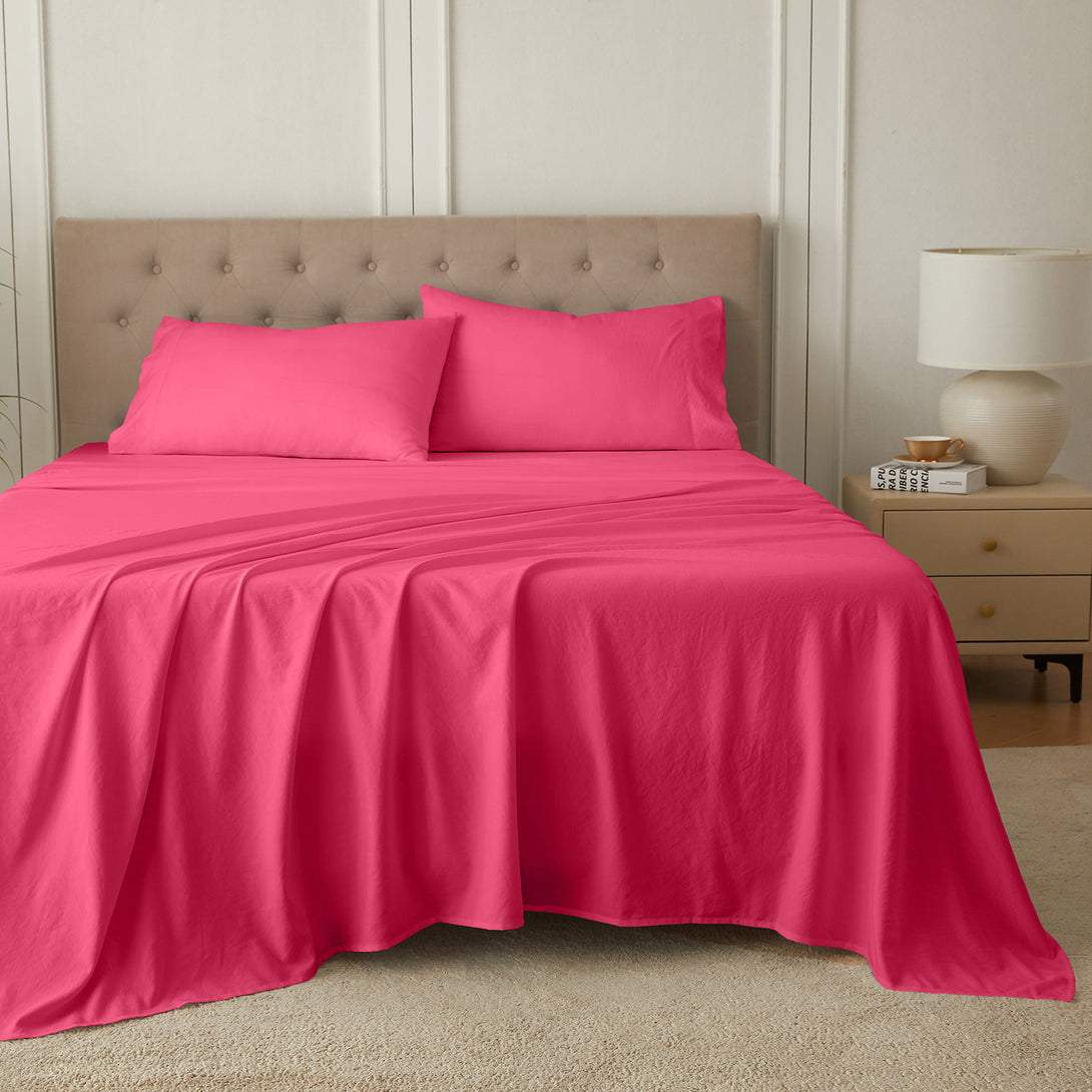 4-Piece Ultra-Soft Organic Softwash Cotton Bed Sheet Set