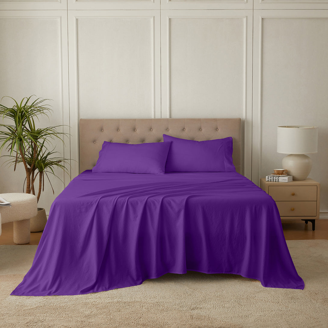 4-Piece Ultra-Soft Organic Softwash Cotton Bed Sheet Set