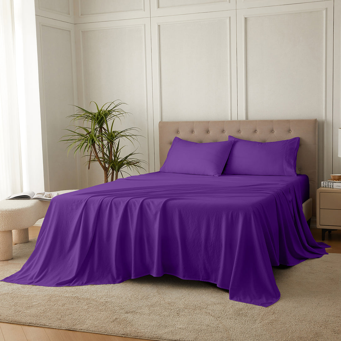4-Piece Ultra-Soft Organic Softwash Cotton Bed Sheet Set