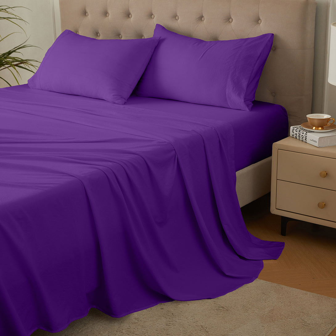 4-Piece Ultra-Soft Organic Softwash Cotton Bed Sheet Set